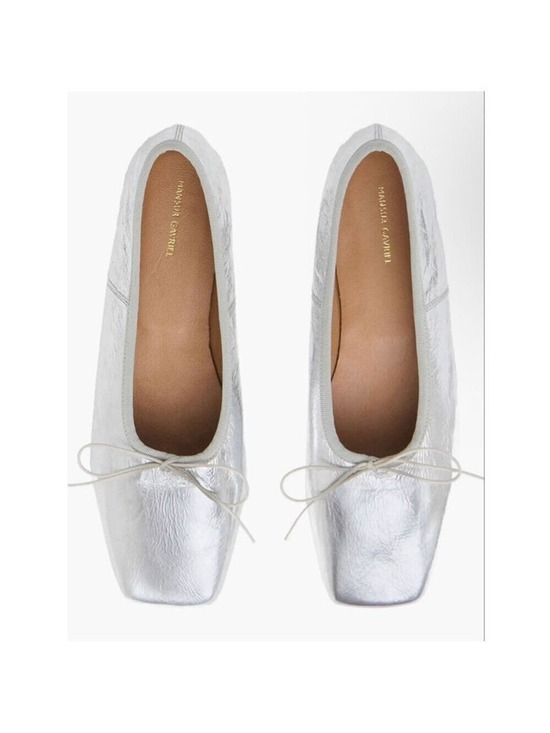 Mansur Gavriel Shoes - NWT Mansur Gavriel Silver Square Toe Ballerina Flats 37/7